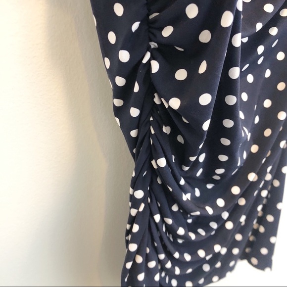 Vince Camuto Blue White Polka Dot Cowl Neck Top - Picture 2 of 4